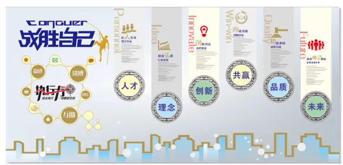 企业文化墙展板设计展厅展馆文化墙cdr矢量模版下载