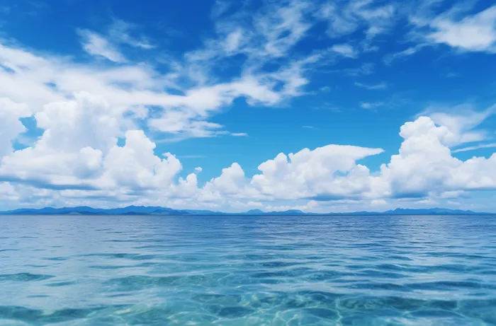蓝海白云碧海风格极简主义摄影图(4080x2688)