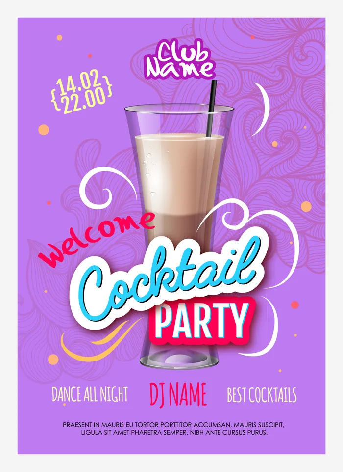 鸡尾酒设计海报矢量图ai矢量模版下载