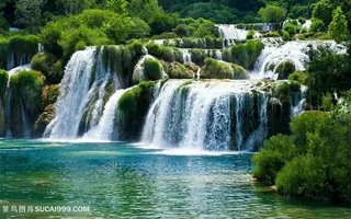山峰山脉山林树林丛林瀑布风景美景