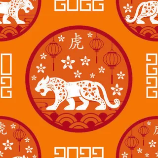 春节新年中国风虎年老虎元素平铺背景大图插画AI矢量设计素材