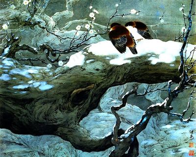 冬季花鸟工笔画