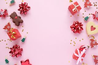 圣诞节垂直画幅场景圣诞装饰圣诞饼干纯色背景(64)