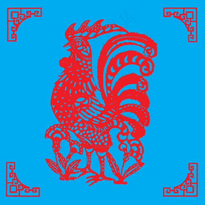 鸡剪纸 剪纸风元素