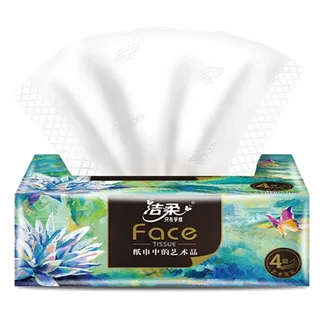 洁柔Face油画软抽纸面巾80抽4层4包超市商品白底图免抠实物摄影png格式图片透明底