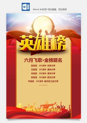 喜报战报海报贺喜光荣榜金榜题名预览图