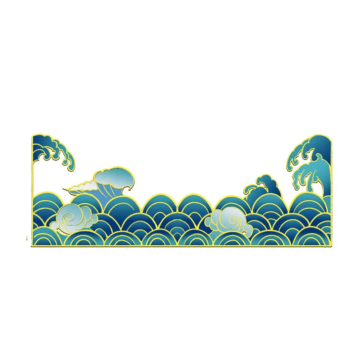 中国风国潮插画海浪波浪背景装饰浪花图案元素(2000x2000)psd模版下载