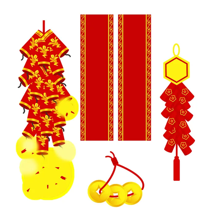 焰火对联灯笼装饰新年psd模版下载