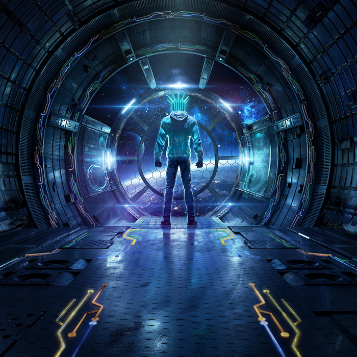 蓝色科技炫酷太空未来背景