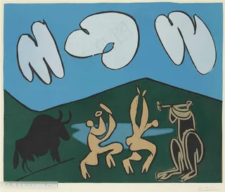 毕加索跳舞的人抽象派油画图片