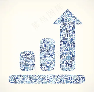 职场创意图形组合提升指标图