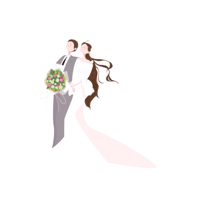 婚纱卡通人物婚礼白纱结婚婚纱摄影手绘