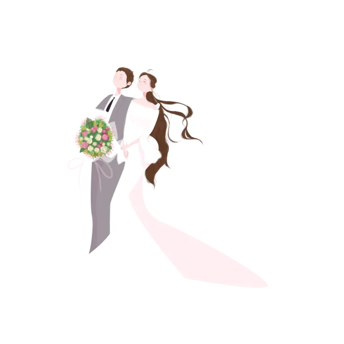 婚纱卡通人物婚礼白纱结婚婚纱摄影手绘