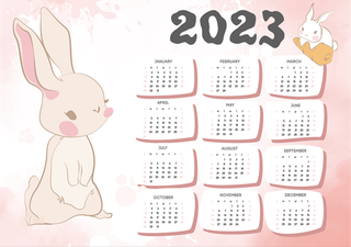 2023日历 2023年挂历 兔年日历 