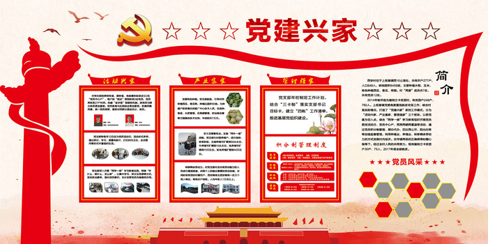 中国风党建文化墙制度展板