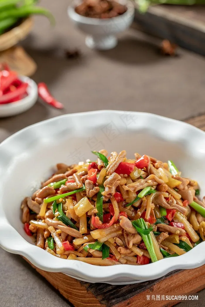 小炒鹅肠美食图片