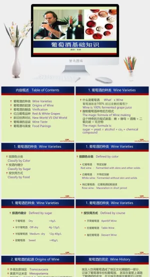 红酒葡萄酒知识培训宣传介绍PPT模板预览图