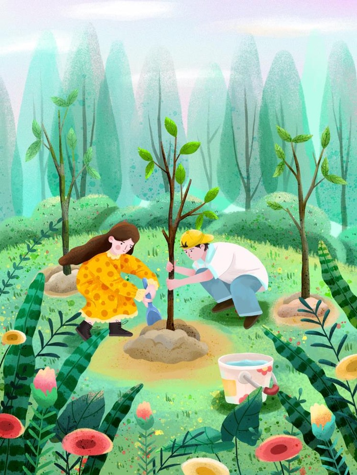 植树节插画312