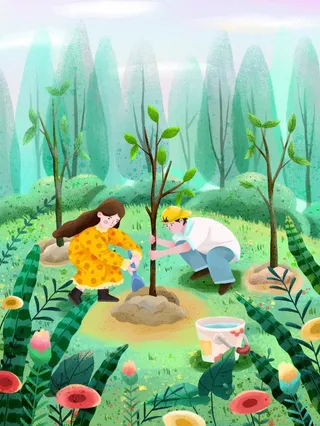 植树节插画312