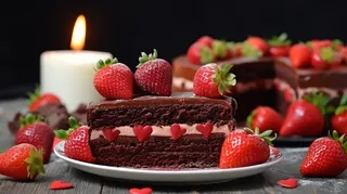 草莓巧克力蛋糕甜点美食摄影图