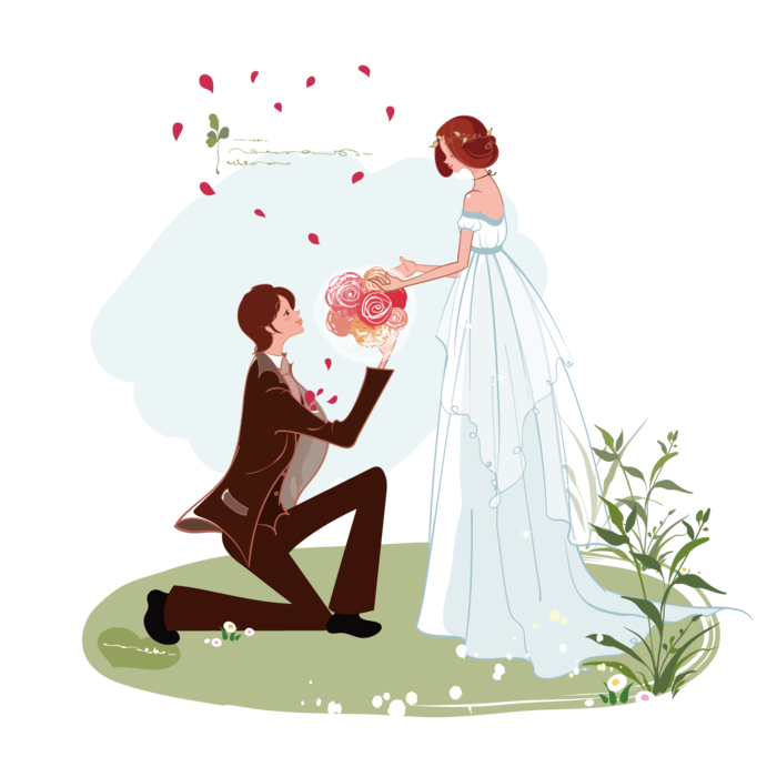 婚纱卡通人物婚礼白纱结婚婚纱摄影手绘