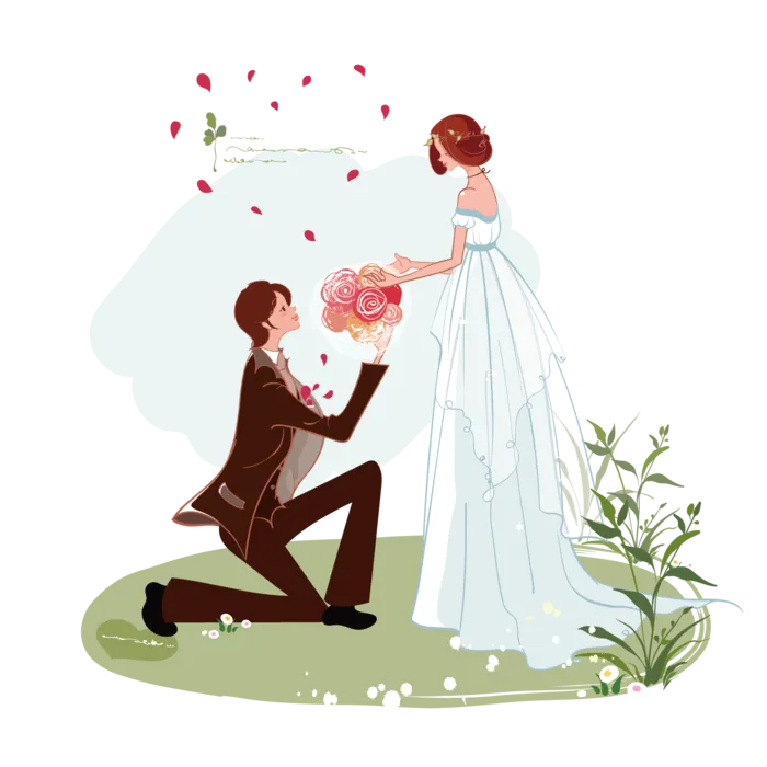 婚纱卡通人物婚礼白纱结婚婚纱摄影手绘