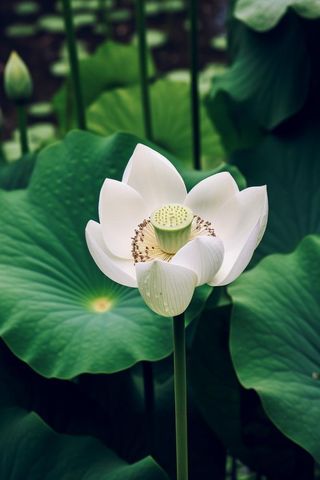 绿色莲花莲子简约背景