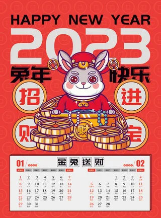 2023年兔年国潮新年日历