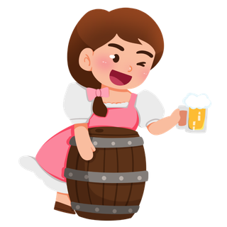 可爱手绘啤酒节干杯庆祝人物元素插画 