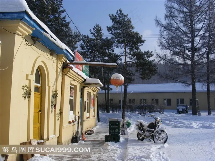 田园雪景图片