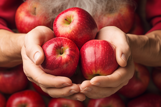 手握红苹果水果摄影图