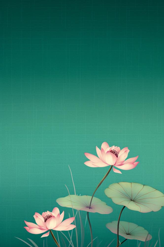 绿色高雅简约荷花国风背景