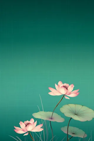 绿色高雅简约荷花国风背景