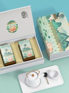 国风高档茶叶包装盒袋罐瓶LOGO标贴展示VI智能贴图样机PSD素材