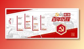 党建党史文化墙源文件CDR平面效果图