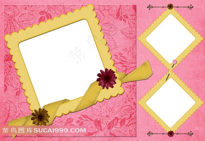 丝带菊花花纹艺术相框