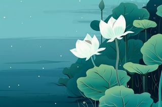 创意清新荷叶手绘背景