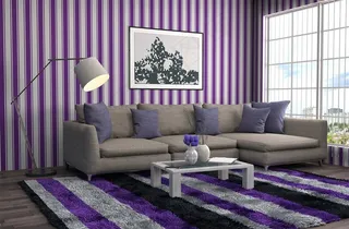 紫色系时尚现代客厅装修设计