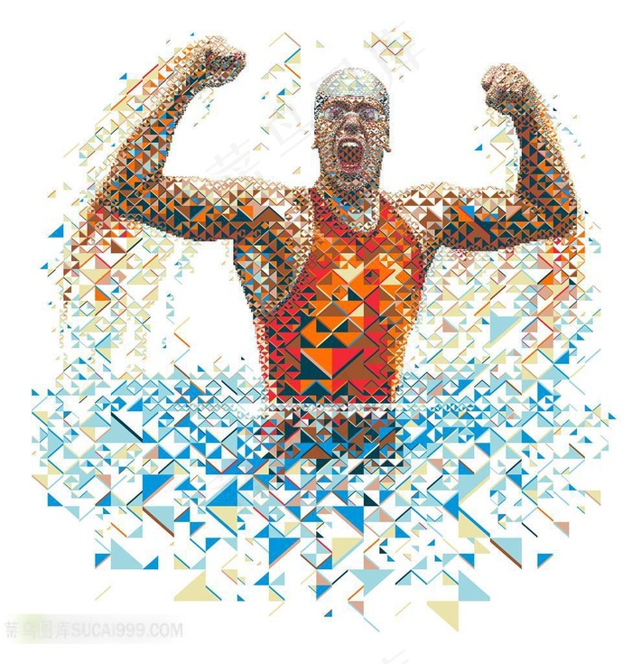 跳水运动员胜利瞬间艺术形象设计