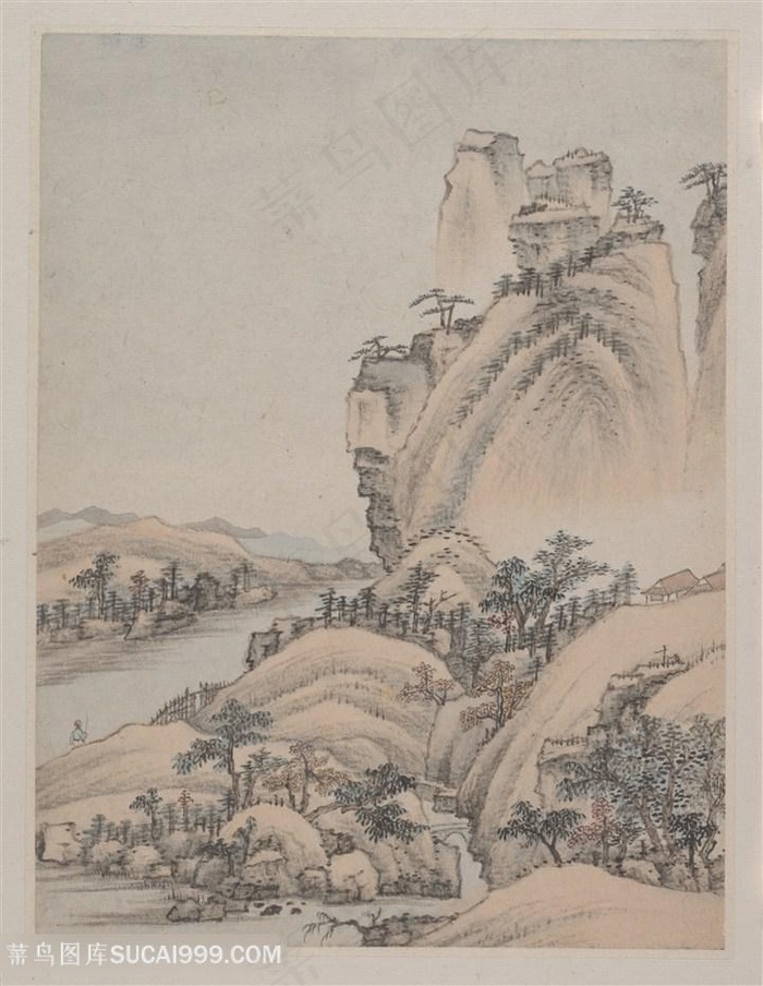 清代画家萧云从仿古山水国画图片