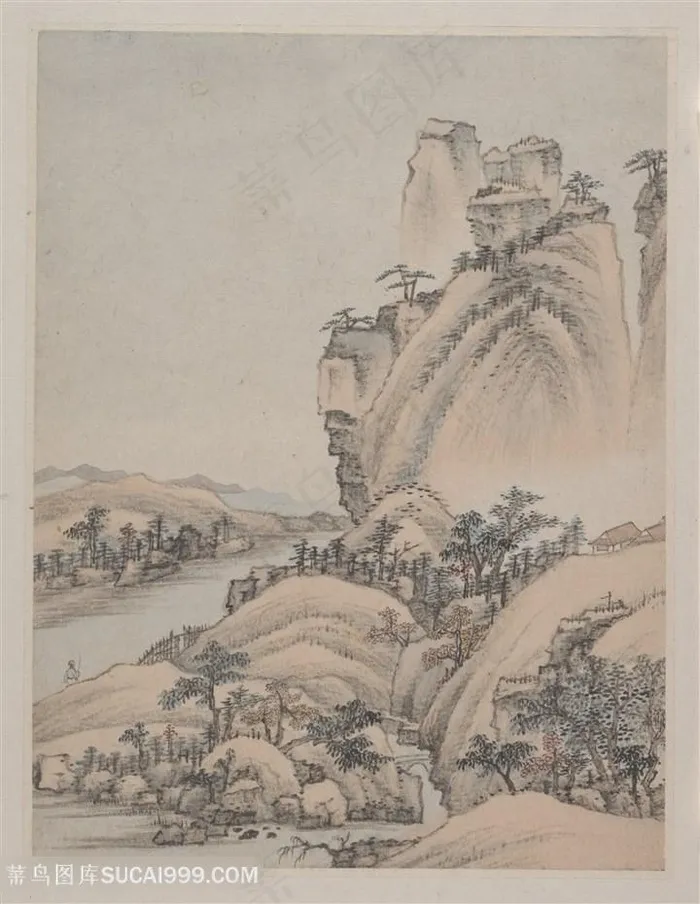 清代画家萧云从仿古山水国画图片