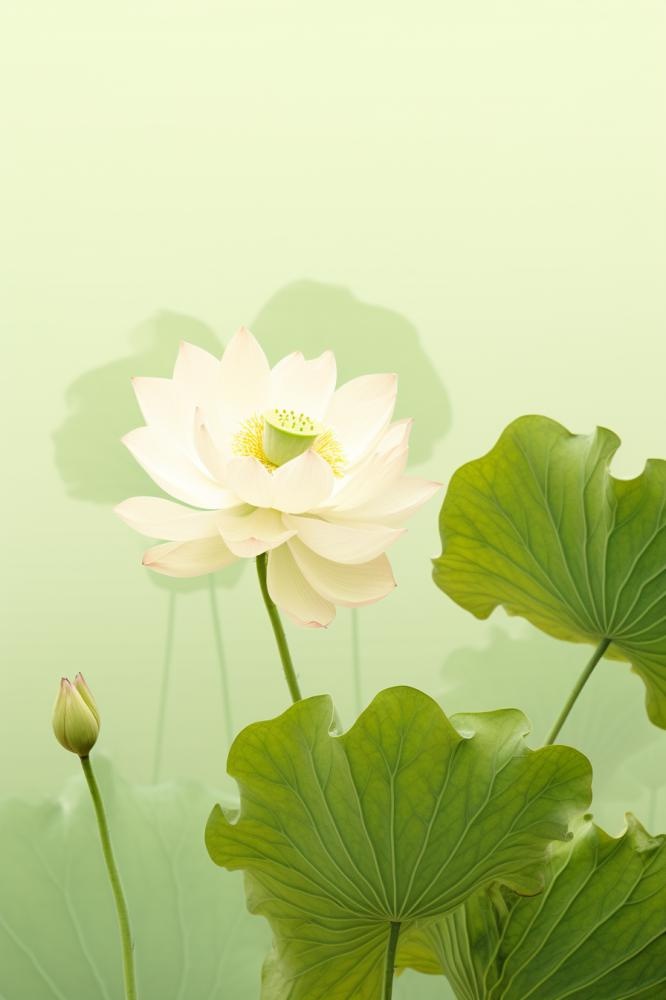 简洁淡雅荷花绿色清新背景