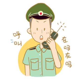 手绘卡通表情包建军节军人素材