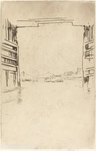 惠斯勒素描简约建筑装饰画