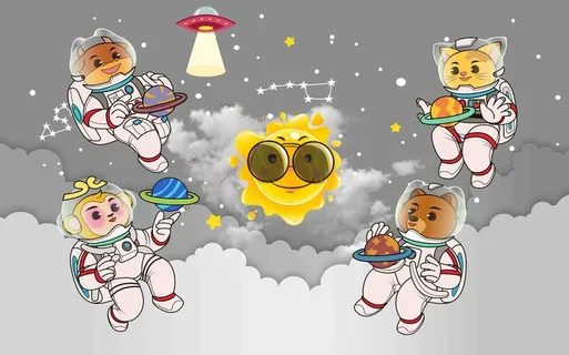 卡通儿童房背景墙壁纸壁画壁布