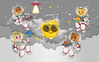 卡通儿童房背景墙壁纸壁画壁布