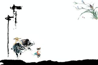 古风乡村牧童放牛