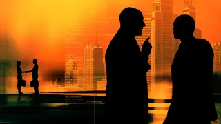 商务剪影交谈图片素材