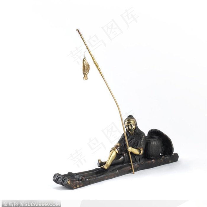 青铜器装饰物-垂钓渔翁21侧面