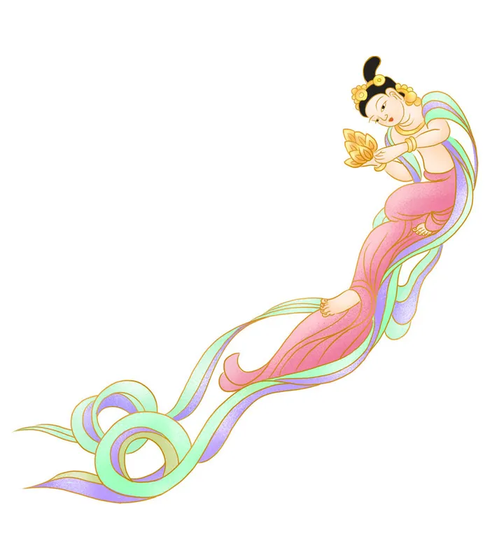 手绘国潮中国风古代敦煌神话飞天仙女美女古装人物插画PSD素材psd模版下载